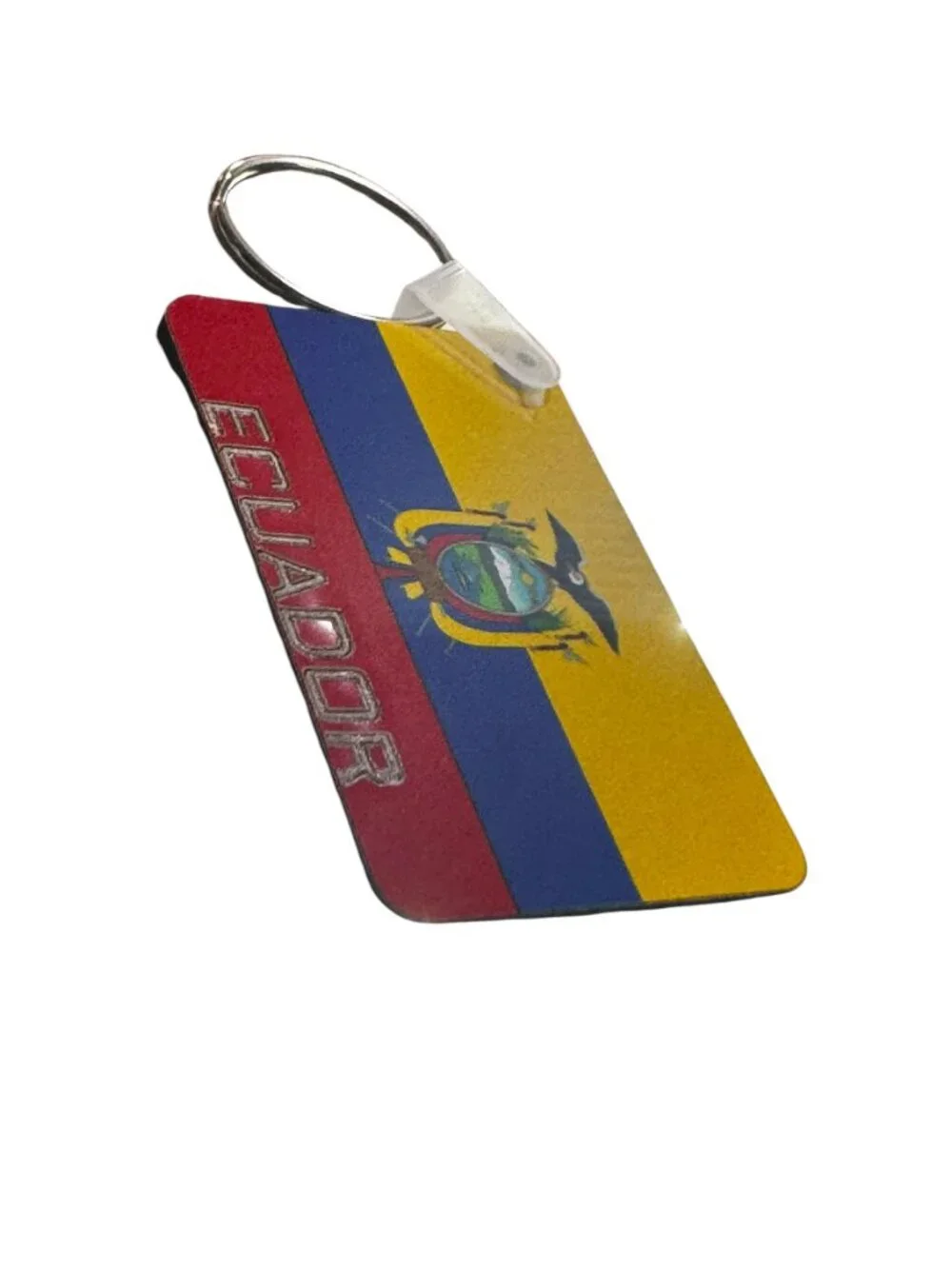 Ecuador Flag Keychain with Ring, Rectangular Design - Picture 3 of 8